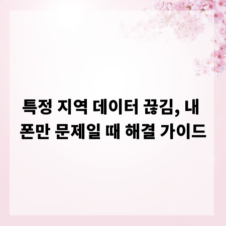 특정 지역 데이터 끊김, 내 폰만 문제일 때 해결 가이드