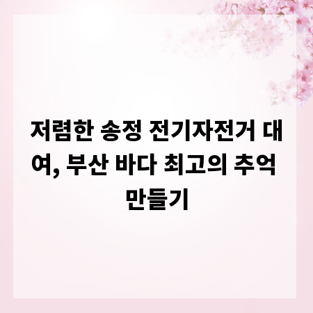 저렴한 송정 전기자전거 대여, 부산 바다 최고의 추억 만들기