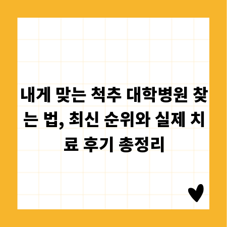 내게 맞는 척추 대학병원 찾는 법, 최신 순위와 실제 치료 후기 총정리