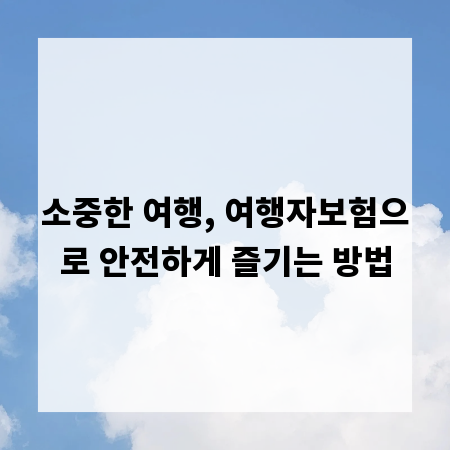 소중한 여행, 여행자보험으로 안전하게 즐기는 방법