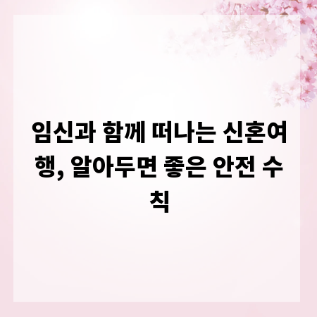 임신과 함께 떠나는 신혼여행, 알아두면 좋은 안전 수칙