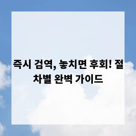 즉시 검역, 놓치면 후회! 절차별 완벽 가이드