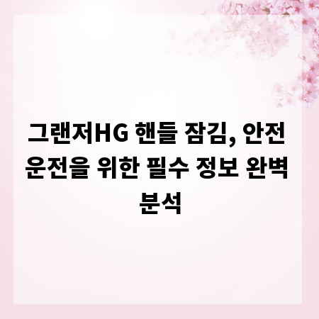 그랜저HG 핸들 잠김, 안전 운전을 위한 필수 정보 완벽 분석
