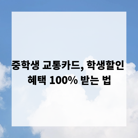 중학생 교통카드, 학생할인 혜택 100% 받는 법