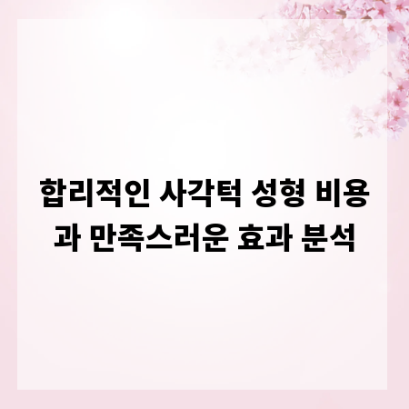 합리적인 사각턱 성형 비용과 만족스러운 효과 분석