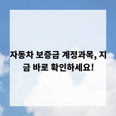 자동차 보증금 계정과목, 지금 바로 확인하세요!