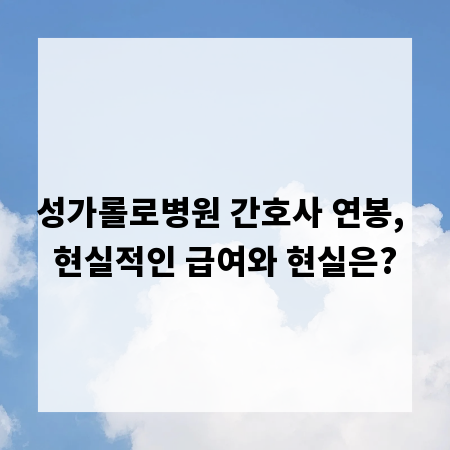 성가롤로병원 간호사 연봉, 현실적인 급여와 현실은?