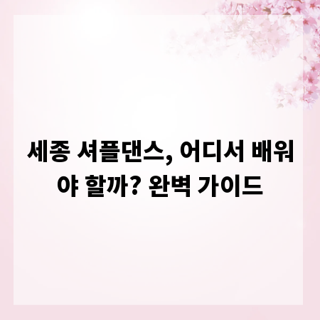 세종 셔플댄스, 어디서 배워야 할까? 완벽 가이드