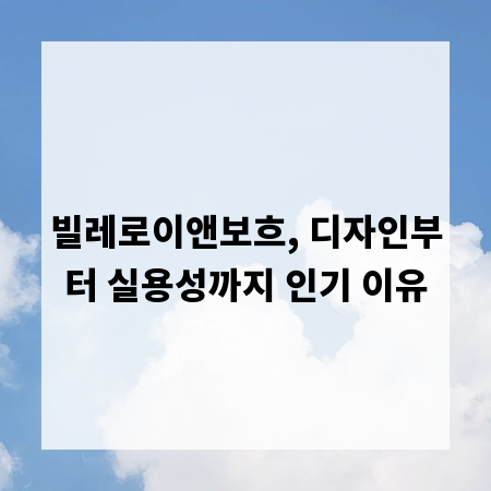 빌레로이앤보흐, 디자인부터 실용성까지 인기 이유