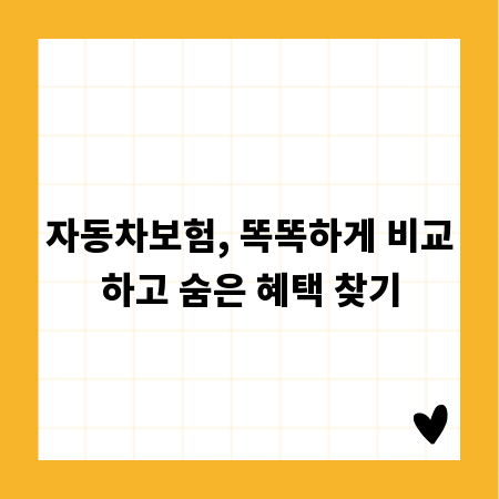 자동차보험, 똑똑하게 비교하고 숨은 혜택 찾기