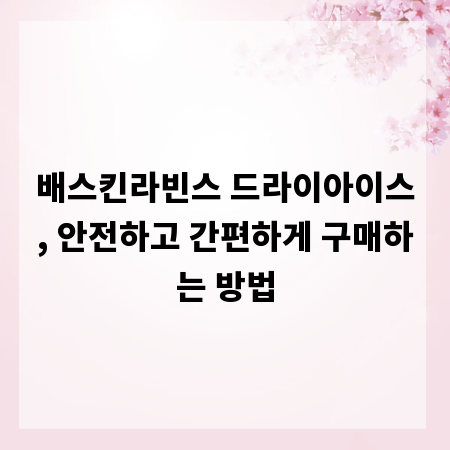 배스킨라빈스 드라이아이스, 안전하고 간편하게 구매하는 방법