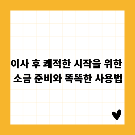 이사 후 쾌적한 시작을 위한 소금 준비와 똑똑한 사용법