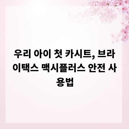 우리 아이 첫 카시트, 브라이택스 맥시플러스 안전 사용법