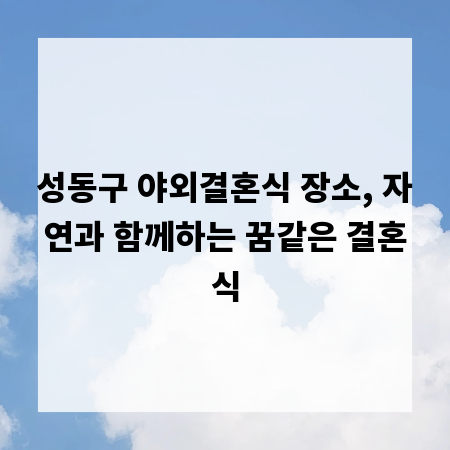 성동구 야외결혼식 장소, 자연과 함께하는 꿈같은 결혼식