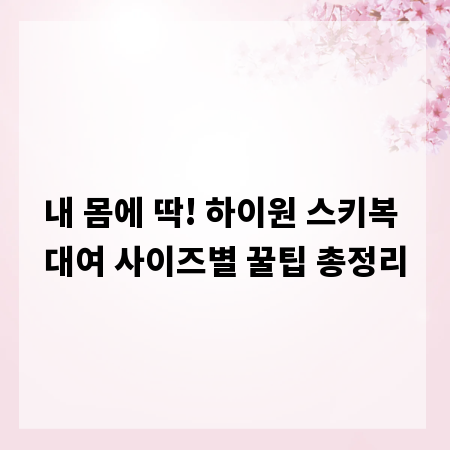내 몸에 딱! 하이원 스키복 대여 사이즈별 꿀팁 총정리