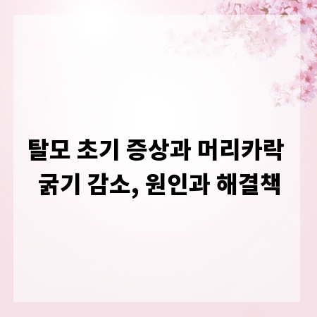 탈모 초기 증상과 머리카락 굵기 감소, 원인과 해결책