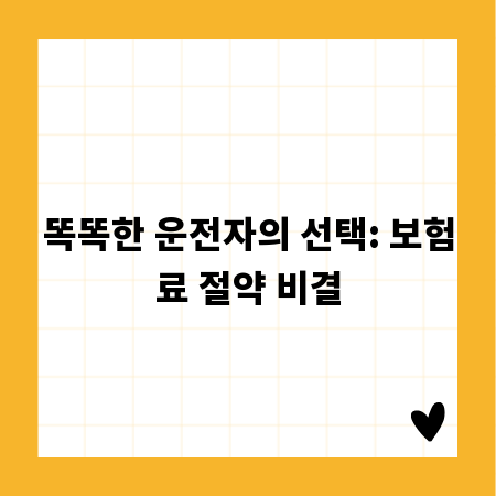 똑똑한 운전자의 선택: 보험료 절약 비결