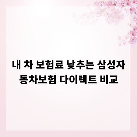 내 차 보험료 낮추는 삼성자동차보험 다이렉트 비교