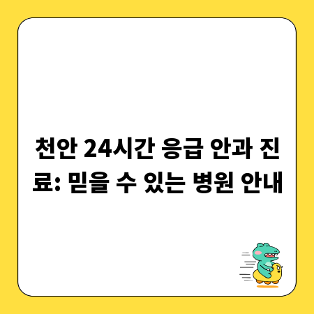 천안 24시간 응급 안과 진료: 믿을 수 있는 병원 안내