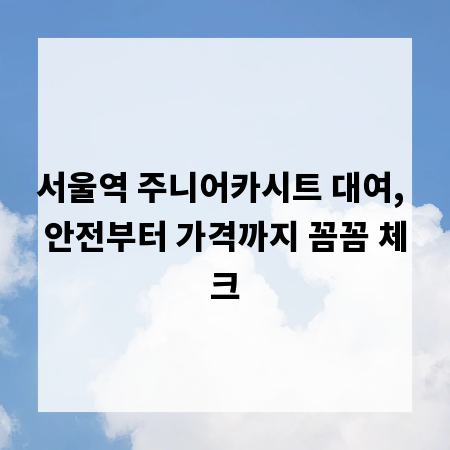 서울역 주니어카시트 대여, 안전부터 가격까지 꼼꼼 체크