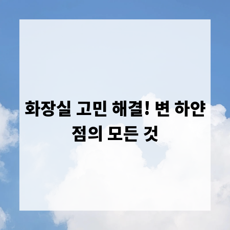 화장실 고민 해결! 변 하얀점의 모든 것