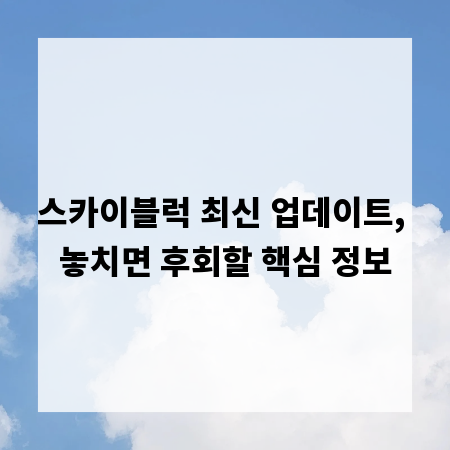스카이블럭 최신 업데이트, 놓치면 후회할 핵심 정보