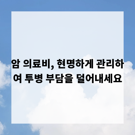 암 의료비, 현명하게 관리하여 투병 부담을 덜어내세요