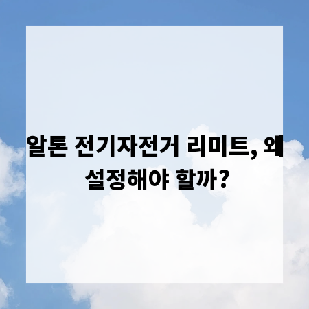 알톤 전기자전거 리미트, 왜 설정해야 할까?