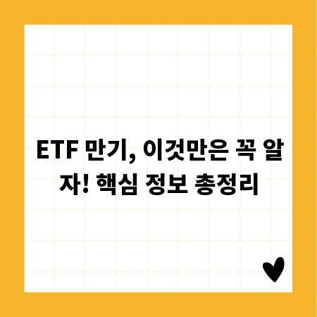 ETF 만기, 이것만은 꼭 알자! 핵심 정보 총정리