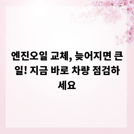 엔진오일 교체, 늦어지면 큰일! 지금 바로 차량 점검하세요