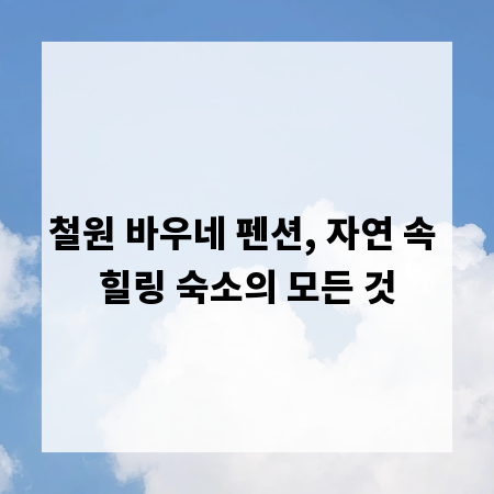 철원 바우네 펜션, 자연 속 힐링 숙소의 모든 것