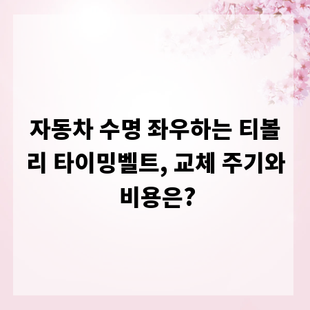 자동차 수명 좌우하는 티볼리 타이밍벨트, 교체 주기와 비용은?