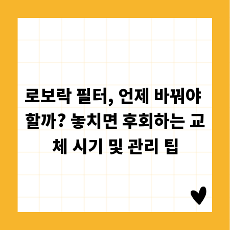 로보락 필터, 언제 바꿔야 할까? 놓치면 후회하는 교체 시기 및 관리 팁