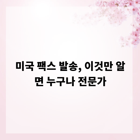 미국 팩스 발송, 이것만 알면 누구나 전문가