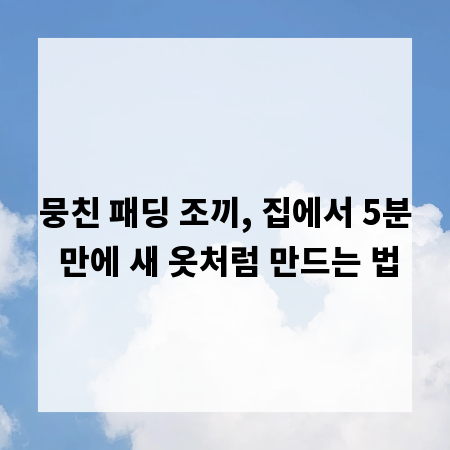 뭉친 패딩 조끼, 집에서 5분 만에 새 옷처럼 만드는 법