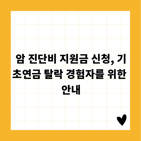 암 진단비 지원금 신청, 기초연금 탈락 경험자를 위한 안내