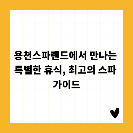 용천스파랜드에서 만나는 특별한 휴식, 최고의 스파 가이드