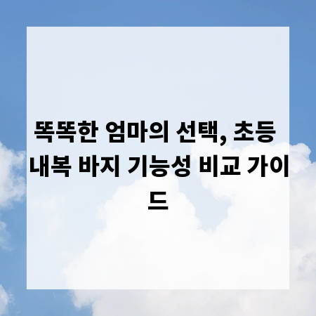 똑똑한 엄마의 선택, 초등 내복 바지 기능성 비교 가이드