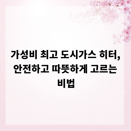 가성비 최고 도시가스 히터, 안전하고 따뜻하게 고르는 비법