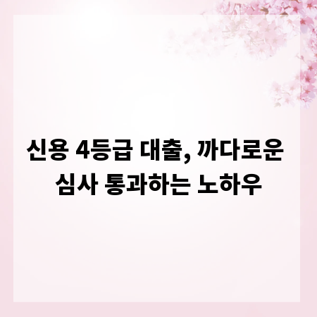 신용 4등급 대출, 까다로운 심사 통과하는 노하우