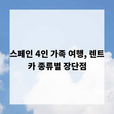 스페인 4인 가족 여행, 렌트카 종류별 장단점