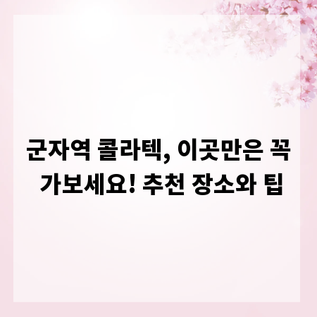 군자역 콜라텍, 이곳만은 꼭 가보세요! 추천 장소와 팁