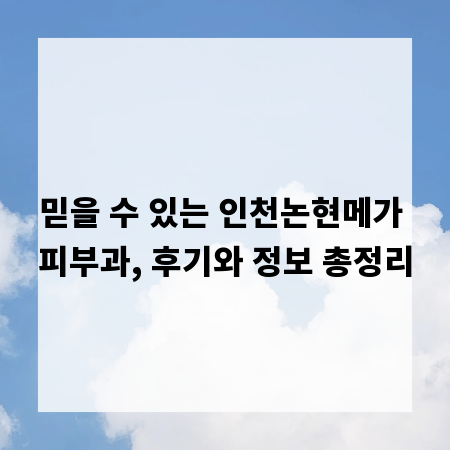 믿을 수 있는 인천논현메가 피부과, 후기와 정보 총정리