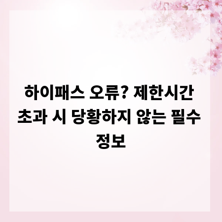 하이패스 오류? 제한시간 초과 시 당황하지 않는 필수 정보