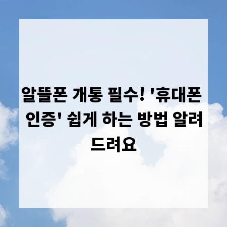 알뜰폰 개통 필수! '휴대폰 인증' 쉽게 하는 방법 알려드려요