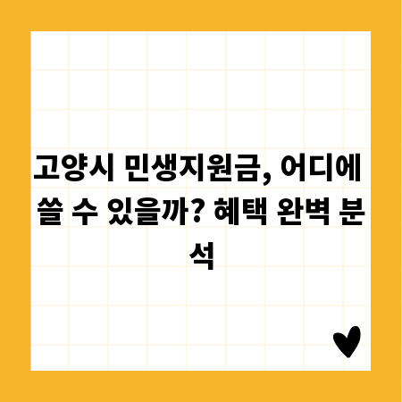 고양시 민생지원금, 어디에 쓸 수 있을까? 혜택 완벽 분석