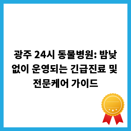 광주 24시 동물병원: 밤낮없이 운영되는 긴급진료 및 전문케어 가이드