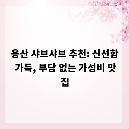 용산 샤브샤브 추천: 신선함 가득, 부담 없는 가성비 맛집