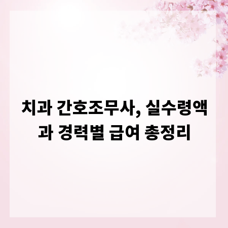 치과 간호조무사, 실수령액과 경력별 급여 총정리