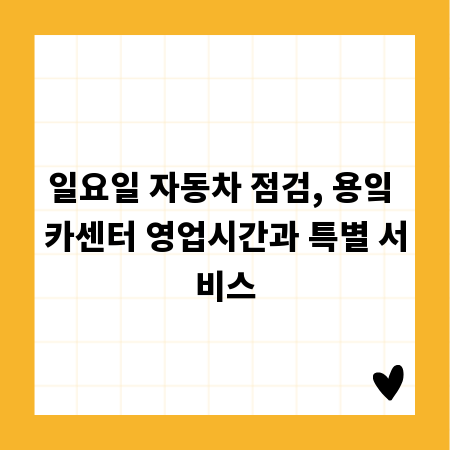 일요일 자동차 점검, 용잌 카센터 영업시간과 특별 서비스